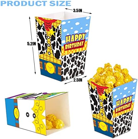 JSCPC 24PCS Toy Inspired Story Party Popcorn Boxes, Toy Inspired Story Gift Candy Goody Treat Boxes for Kids meninos Decorações de festa temáticas de meninas