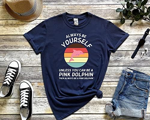 Presente de camisa de golfinho rosa vintage para golfinhos, amantes de golfinhos, roupas de animais do mar presentes para homens