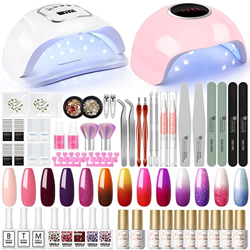 Kit de esmalte em gel com luz U V Luz 110W Matte brilhante 8pcs Alteração do gel 5 Cores do outono Gel Gel Polhnet Conjunto