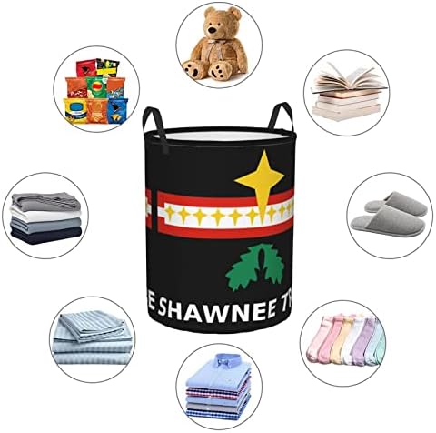 Shawnee Tribe National Fland Rapazina cestas de armazenamento circular cestas de lavanderia dobrável para cesto de banheiro no quarto