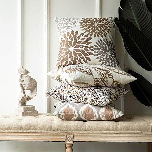 Conjunto fantasmoscópio de 4 novas séries de vivos Coffee Color Decorative Passbrow Case Cushion Tampa 18 x 18 polegadas 45 x 45 cm