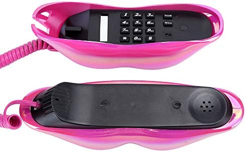 Telefone de boca rosa com fio novato sexy lip telefone presente desenho animado real lamentar linhas folhas fofas de mesa de
