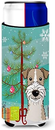 Tesouros de Caroline BB1619muk Árvore de Natal e Fio Fox Terrier Ultra Hugger para latas finas, lata de manga mais refrigerada