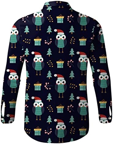 Camisas de manga longa de Natal de Wocachi para homens, Natal Papai Noel Button Print Button Down Down Tops Tops Home Party camisa