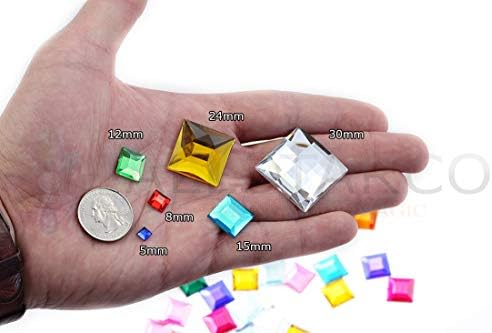Allstarco quadrado plano de traseiro acrílico strasss de 15mm Gemas de plástico de centenas de jóias para fazer jóias - 120 peças