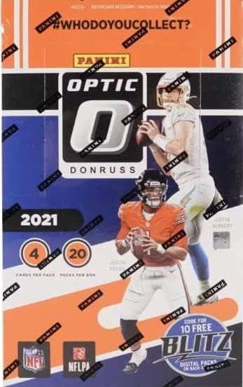 Novo 2021 Panini Donruss Optic Football Card Card Factory Factory - Chance for Autograph Rated Rookies of Trevor Lawrence, J'Marr Chase, Justin Fields e muito mais! - Além de Mahomes e Bryce Young Romancty Art Cards retratados