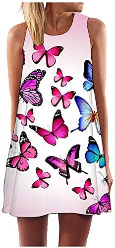 IQKA Women Tank Dress Summer Casual solto mini vestidos curtos estampas florais t-shirt vestido de férias de férias de