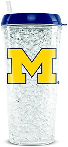 NCAA Michigan Wolverines 16oz Freezer Tumbler com tampa e palha