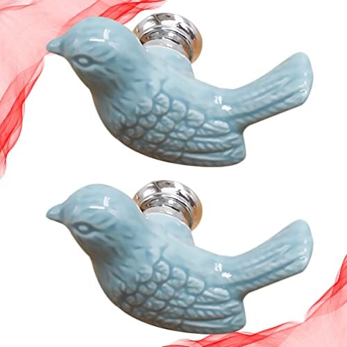 Homoyoyo decoração retrô decoração antiga 2pcs maçanetas de cerâmica desenho animado pomba alças de orifício único botões de