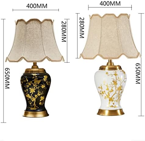 Wybfztt-188 retro preto em ouro cerâmica candeeiro de mesa de hotel decoração lâmpada de lâmpada de cama de cabeceira