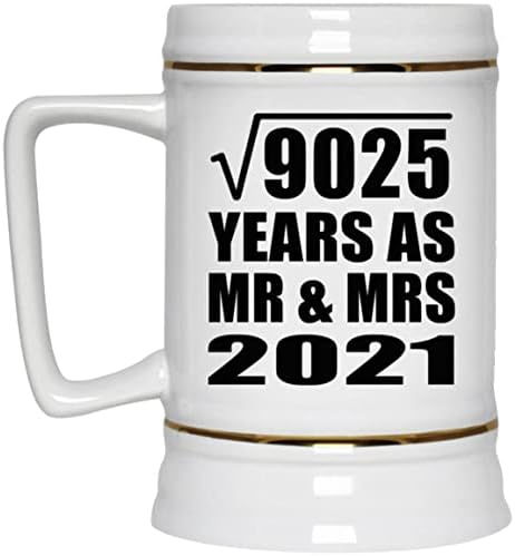 Projeto Raiz quadrada de 95 anos de 95 anos de 9025 anos como Sr. e Sra. 2021, caneca de 22 onças de caneca de cerâmica