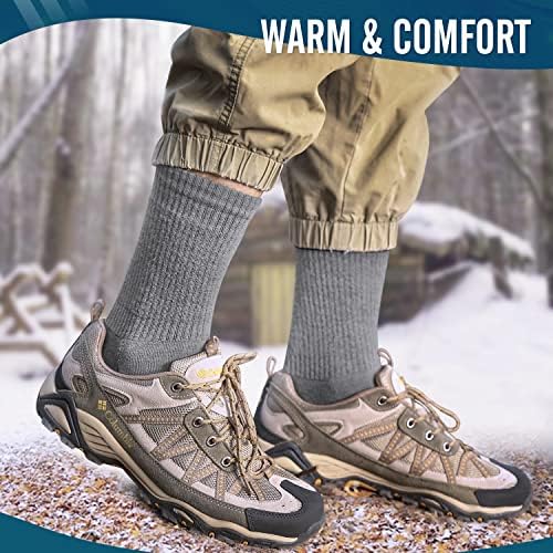 H Handoos 3 pacote meias de caminhada de lã merino para homens e mulheres, meias de tripulação acolchoadas quentes térmicas para trekking