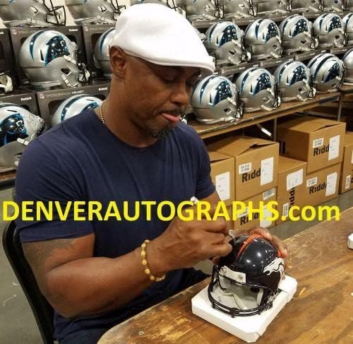 Brian Dawkins autografou/assinado Denver Broncos Mini capacete Hof JSA 22036 - Mini capacetes autografados da NFL