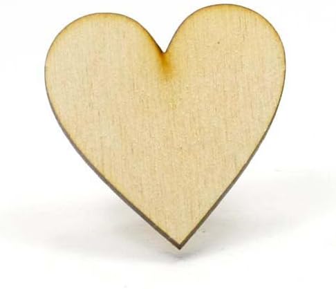 MyLittlewoodshop - PKG de 100 - coração - 1-1/4 polegadas por 1-1/4 polegadas e 1/4 de polegada de madeira inacabada