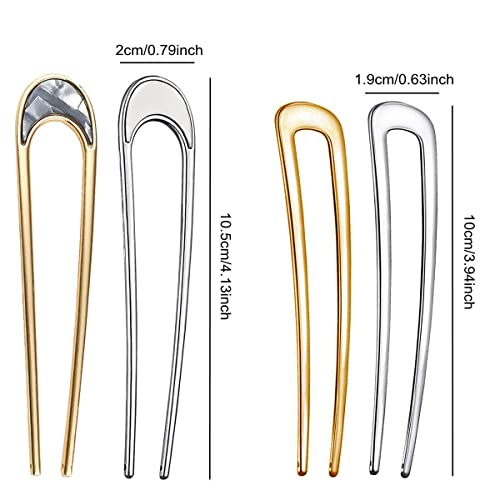 8 peças Metal U Hair Pins Forks French Hairpin Vintage Sticks Bobby Pin Kit para updo Bun Meninas Acessórios para cabelos