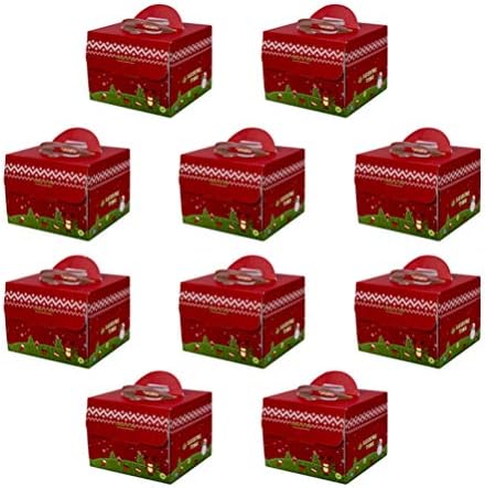 Hemoton Clear Contêiner 10pcs Caixas de biscoitos de Natal Férias de Natal Comida de comida caixas de tratamento com manusear caixas