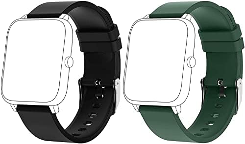 Popglory Smart Watch com 2 faixas de substituição ajustáveis, rastreador de fitness de 1,4 com freqüência cardíaca, monitor de