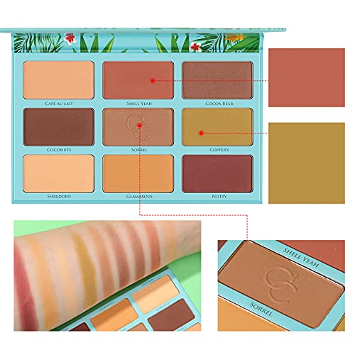 Paleta de contorno por docolor, paleta de maquiagem de contorno tropical, 9 altamente pigmentados pó fosco de pó de recorde da paleta Paleta Face Bronze Pro Paleta para todos os tons de pele Criando uma aparência impecável