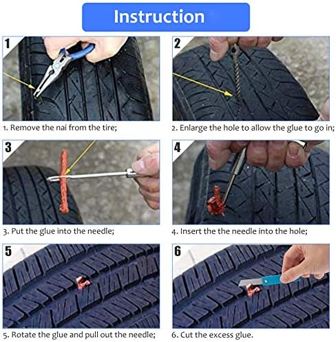 Kit de reparo de pneus cicmod 11pcs Ferramenta de plugue de pneu para pneus para câmeras pesados ​​para carros, motocicletas,