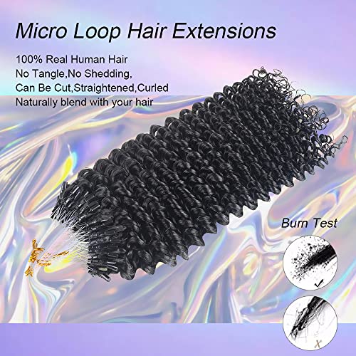 Micro Links Extensões de cabelo para mulheres negras Cabelos humanos reais Micro Links Extensões de cabelo Extensões de cabelo curly Micro Link Extensões de cabelo humano cor natural 100 fios 18 polegadas