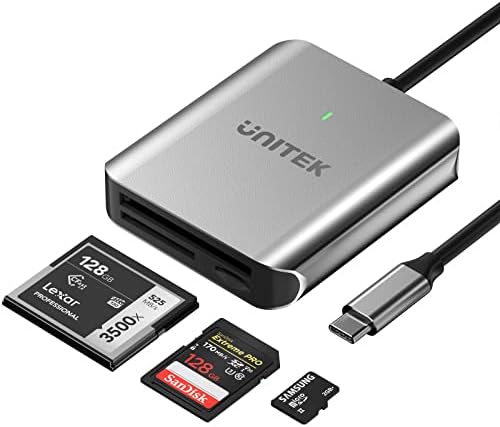LEITOR DE CARTÃO CFAST UNITEK, 3 em 1 USB C para Micro SD/SD 4.0 Leitor de cartões, Adaptador de cartão de memória CFast