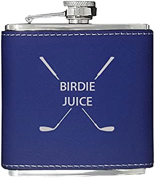 Birdie Juice Flask - Golfing Birdie Juice Hip aço inoxidável Leatherette metal fosco de golfe de 6 onças Frasco de couro