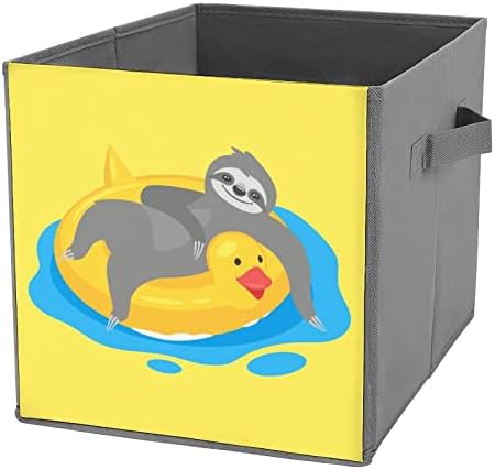 Pato de borracha de borracha em repouso caixa de armazenamento de tecido dobrável Bin Cubos Organizador Caixa dobrável