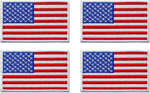 Pacote de poeira gráfica 4, 3,2x2 polegadas, EUA EUA Estados Unidos da América Flag bordou ferro bordado em patch apliques