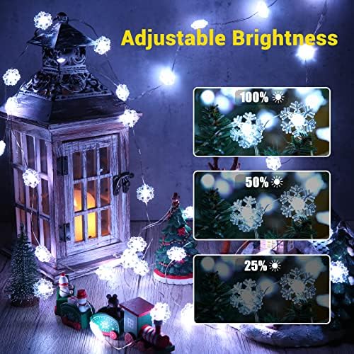Brizlabs Smart Snowflake Luzes de Natal, 19,68ft 40 LED RGB Alteração de cor Luzes de floco de neve App App Remoto