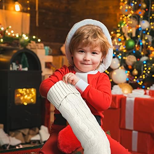 Pacote de 4 meias de natal Tocal de malha de estoque Decorações de 18 polegadas de Natal grandes meias de natal clássico malha de meias de Natal para festas de férias em família Decoração