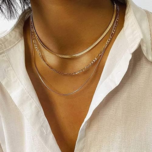 Jeairts punk colar em camadas cobra colares de gargantilha as jóias de corrente minimalista para mulheres e meninas