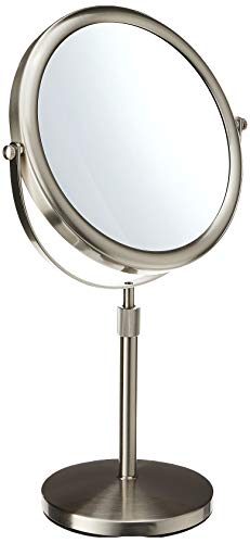 Jerdon Espelho de maquiagem de mesa de dois lados - espelho de maquiagem com ampliação de 5x e design giratório -