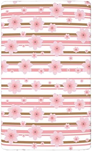 Folha de berço com tema de pêssego, folha de colchão de berço padrão folha de material macio para meninos, 28 “x52”, caramelo rosa