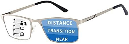 Sovcod Progressive Multifocus Reading Glasses Bloqueio de luz azul para homens Men Metal Frame Spring Fling Multifocal Readers