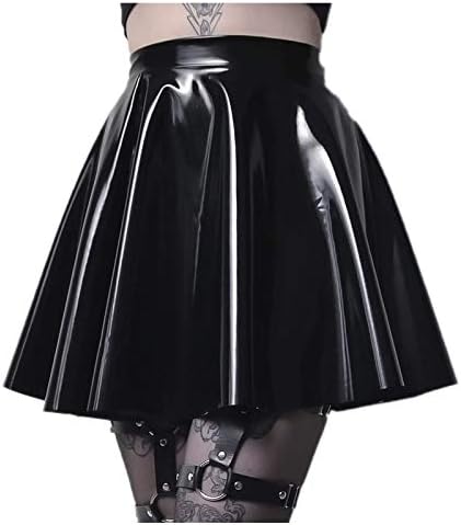 Mini -saia colorida de Manhong Moda Moda de couro plissado brilhante saia feminina feminina de saia Tamanho 16