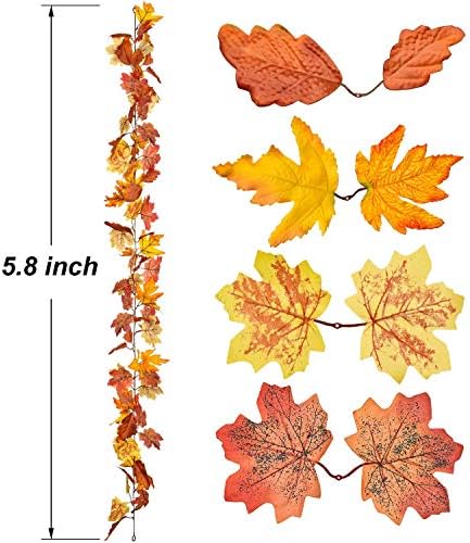 Lvydec 2 folhas de bordo de pacote de queda Garland de folga - 5,8 pés/fios de folhagem artificial de outono guirlanda colorida