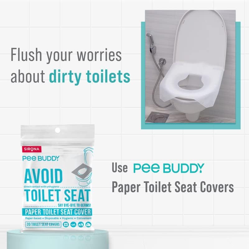 Covers de assento de papel de papel descartável de Peebuddy | Sem contato direto com assentos não higiênicos | Fácil de descartar | Natureza amigável | Deve ter para mulheres
