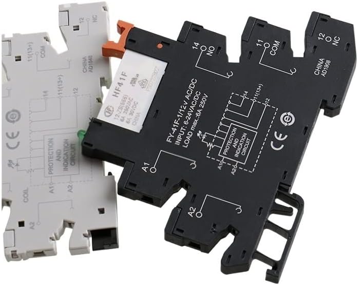 Módulo Rail Slim Rail Slim HF-41F Relé de Montagem PCB integrada com Relé com Relé 12V 24V 48V 110V 230V Soquete de relé