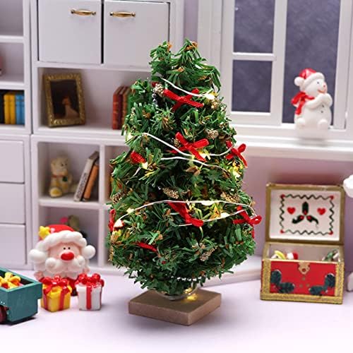 Pilipane Artificial Mini Christmas Tree 1: 12 Scaled Like Like 4,7 polegadas Dollouse Decoração de Natal, Mini Árvore de Natal, Mini