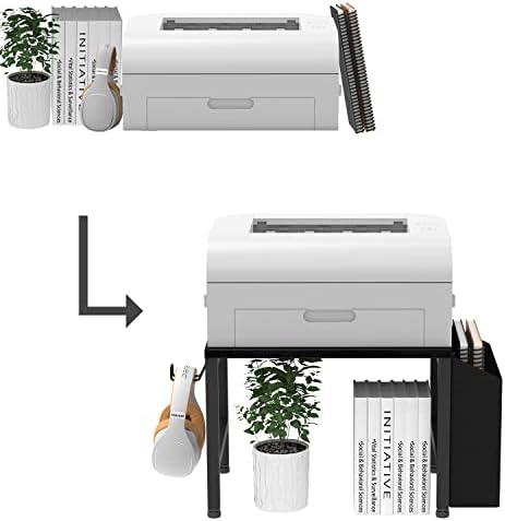 Vedecasa Vintage Wood Desktop Printer Stand Stand com o gancho de armazenamento para o escritório em casa, organizador