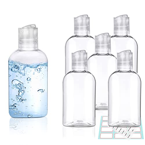 Gims de cozinha Plástico transparente garrafas de aperto vazio com tampas de disco de 6 pacote de 3 3,4 oz garrafas de viagem