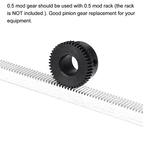 Conjunto de engrenagem de pinhão UXCELL, 45 engrenagem de esporão de rack de aço carbono com etapa preta, 0,5 mod