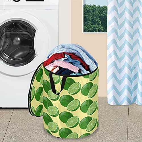 Lemon Doodle Pop Up Up Laundry Horty com tampa dobrável cesta de armazenamento Bolsa de roupa dobrável para dormitório