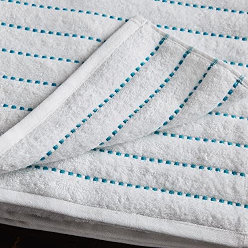 Conjunto de toalhas de chapas de duas peças de onda de algodão orgânico superior, turquesa