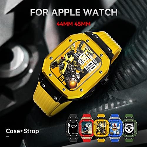 Kit de modificação do texum para a maia do Apple Watch Case 7 6 5 SE 44mm 45mm 42mm Silicone Strap Metal Frame Acessórios