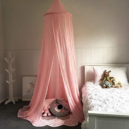 Zeke e Zoey pendurando a cama de princesa rosa para as meninas cama - barraca de reflexão para quartos ou berços infantis.