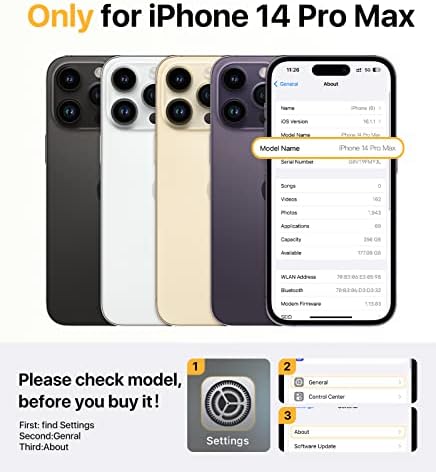 Andobil para iPhone 14 Pro Max Case com suporte invisível [compatível com MagSafe] [Proteção contra queda militar] Caso fosco translúcido