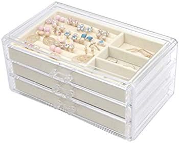 Caixa de jóias xjjzs, grande capacidade de várias camadas, padrão claro, espaço razoável, pode ser usado para armazenar jóias
