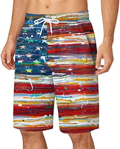Mens shorts shorts masculinos no verão da independência do dia mais calças de tamanho de bolso de empolgamento solto sports casual