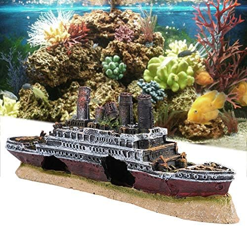 Decoração de aquário Viagasafamido, Titanic perdeu naufrágio de barcos aquários decoração de aquário de peixes resina